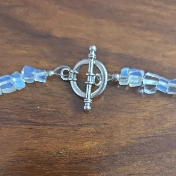 Elegant Floral Broken China Pendant Necklace with Opalite and Purple Accents - Picture 4 of 6